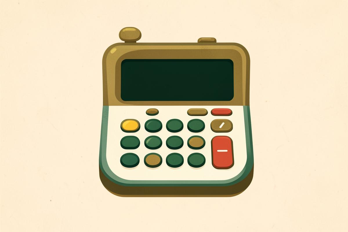 A friendly desk calculator with coins and sliders